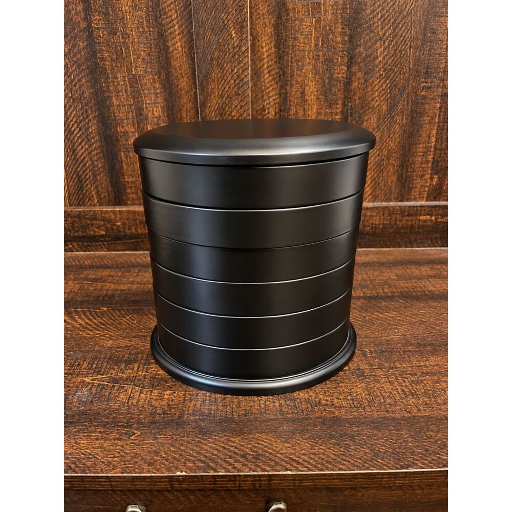 Domain Black 5 Tier Swivel Jewelry Box Rotating Oval Organizer Ring Storage